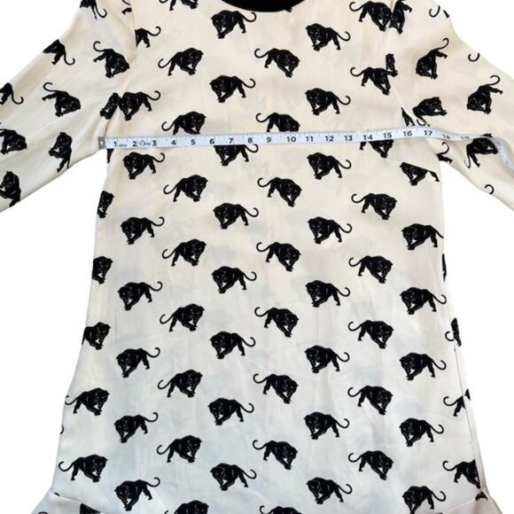 A.L.C. Womens Tiger Print Dress Round Neck Long Sleeve Ruffle Hem White Size S - Picture 6 of 8